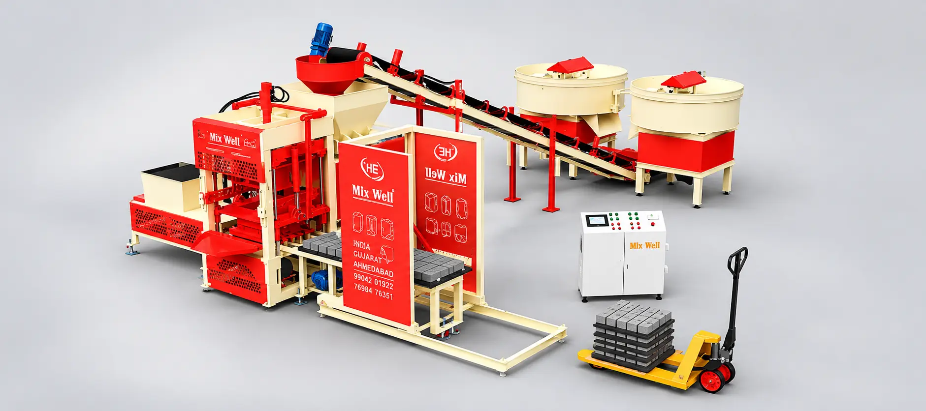 Automatic hydraulic fly ash brick making machine for brick and concrete block production