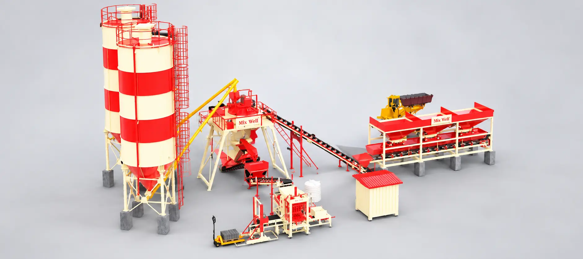 RMB 36 block machine integrated with ready mix concrete plant