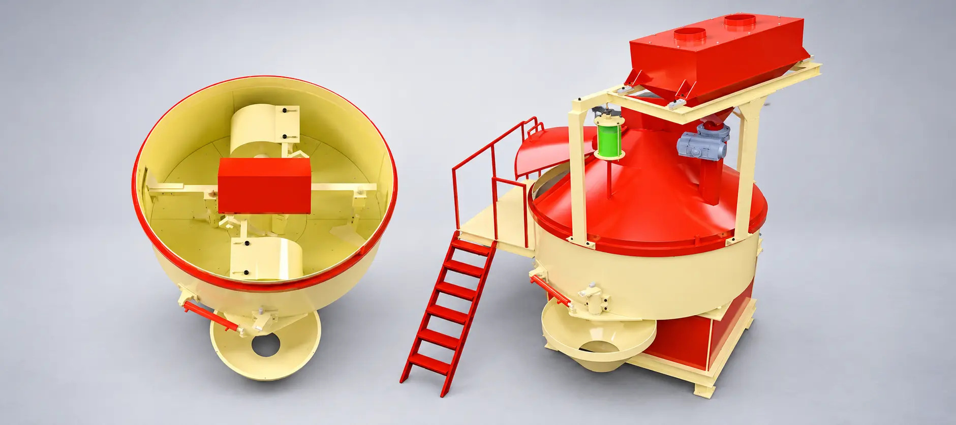 Roller Type Pan Mixer for fly ash bricks, paver blocks and precast concrete production