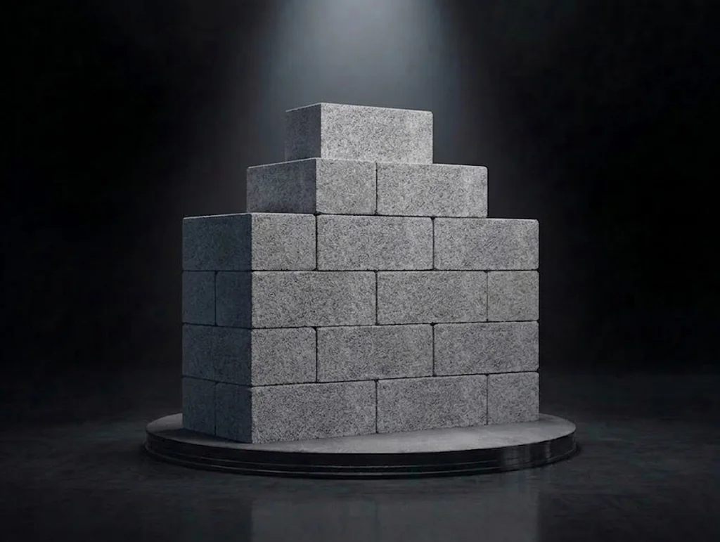 Solid concrete block used in building and masonry applications